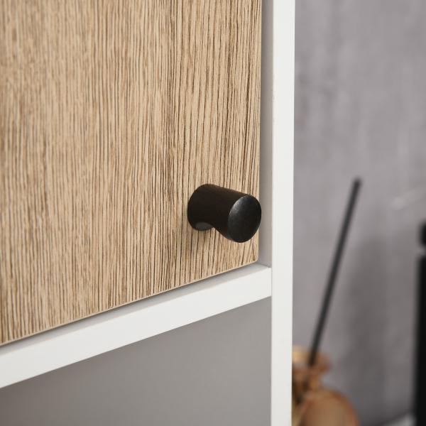 Coluna Casa de Banho Armário Alto Auxiliar de Casa de Banho com 2 Portas e 6 Prateleiras 31,5x30x169 cm Branco e Carvalho