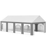 Tenda para Festa 4x8 m Tenda de Jardim com Paredes Removíveis Portas e Janelas Anti - UV para Casamento e Eventos Cinzento