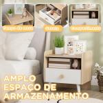 Mesa de Cabeceira Infantil de Madeira Mesa de Cabeceira para Crianças com Gaveta Bordas Redondas 40x32,5x40 cm Branco e Madeira