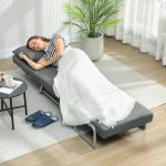 Sofá Cama Dobrável Estofado em Linho Sintético com Encosto Ajustável em 5 Níveis e Almofada Acolchoada 73x78x81 cm Cinzento Escuro