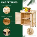 Armário de Jardim de Madeira Armário de Armazenamento com 2 Portas Prateleira e Base Elevada 83x40x92 cm Madeira