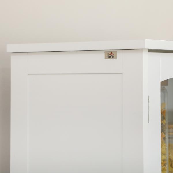 Armário de Cozinha com 4 Portas 1 Gaveta e 2 Prateleiras Ajustáveis para Sala de Jantar 60x30x160 cm Branco