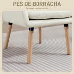 Poltrona de Sala de Estar Moderna Acolchoada de Dupla Camada Estofada em Couro Sintético Pés de Madeira 68x74x89 cm Creme