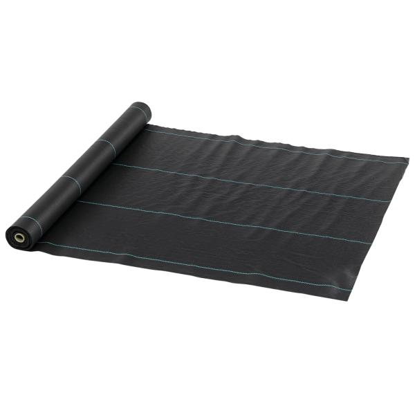 Rolo de Malha Anti - Ervas 1x100 m Malha Geotêxtil 60 g/m² para Controlo de Ervas Daninhas de Jardim Malha Anti - Ervas Preta