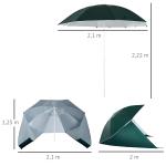 Chapéu de Sol de Praia com Painéis Laterais Tipo Tenda Chapéu de Sol para Praia com Proteção UV 50 Φ210x222cm Verde Escuro