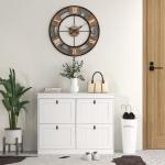Móvel Sapateira Branco Sapateira Estreita com 4 Portas e Prateleira Ajustável para 20 Pares de Sapatos 105x24x82,5 cm Branco