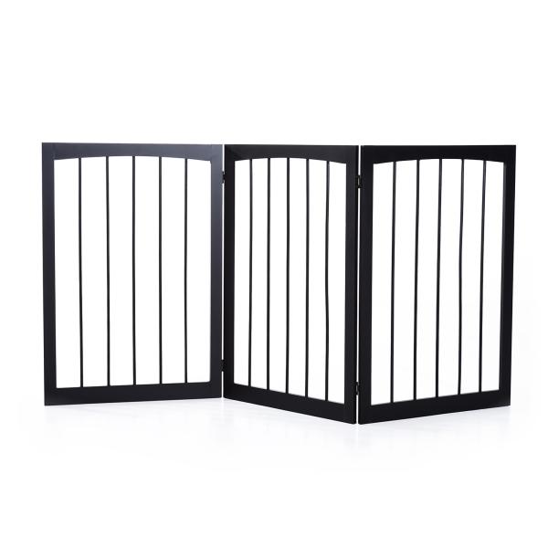 Barreira de Segurança Dobrável de 3 Painéis Portátil para Animais de Estimação 160x76 cm para Portas Escadas Corredores Marrom escuro