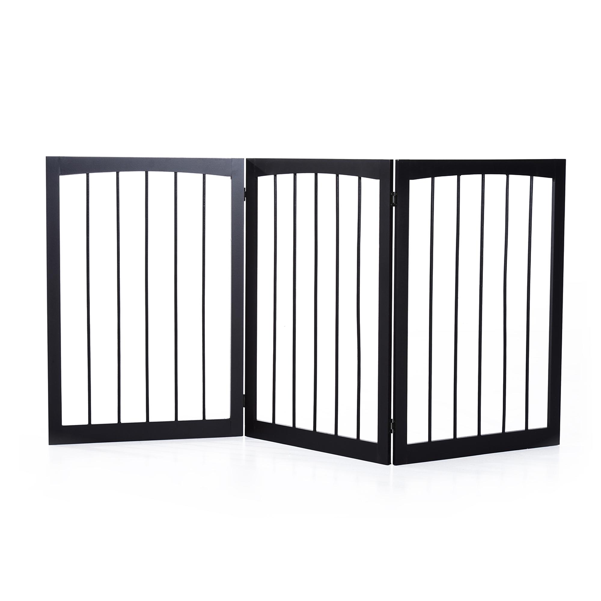 Barreira de Segurança Dobrável de 3 Painéis Portátil para Animais de Estimação 160x76 cm para Portas Escadas Corredores Marrom escuro