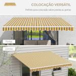 Toldo Manual Retrátil 350x250 cm com Manivela de Metal Impermeável e Anti - UV para Jardim Terraço Janelas Cinza e Amarelo