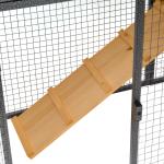 Coelheira para pequenos animais de estimação de 2 níveis com rampa e bandeja removível 122x63x92 cm madeira e cinza