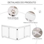 Barreira de Segurança Dobrável para Cães Grade de Proteção de 4 Painéis com Pés para Portas Escadas Corredor 204x30x61cm Branco