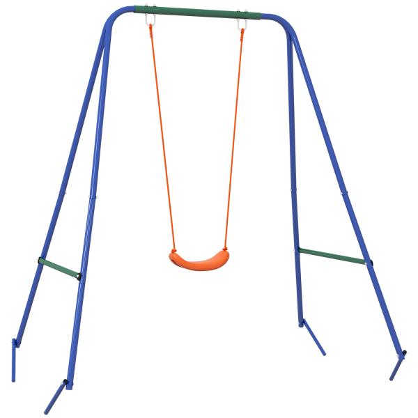 Baloiço 2 em 1 com 1 Assento para Crianças 1 Assento para Bebés e Cinto de Segurança 180x160x182 cm Laranja
