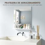 Espelho Casa de Banho de Parede com Prateleira Espelho para Entrada Corredor 50x12x60 cm Branco