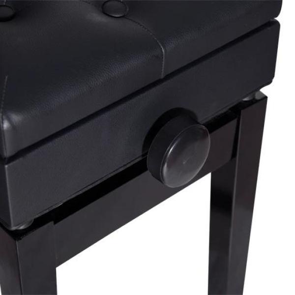 Banco de Piano com Espaço de Armazenamento Altura Ajustável com Assento Acolchoado Carga 200 kg 54,5x33x48 - 58 cm Preto