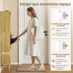 Sapateira com 3 Gavetas Rebatíveis e Prateleira Aberta para 12 - 18 Pares de Sapatos 65x24,5x153 cm Carvalho