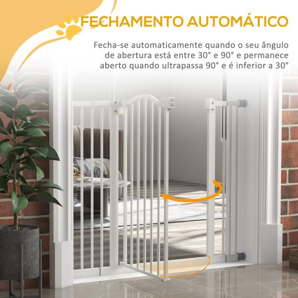 Barreira de Segurança para Cães com Largura Ajustável 74 - 100 cm e Extensões para Escadas e Portas Branco