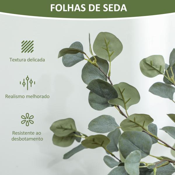 Eucalipto Artificial 120 cm Planta Artificial Decorativa Grande Árvore Artificial de Interior com 230 Folhas Verde