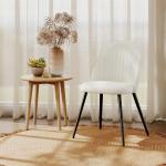 Conjunto de 4 Cadeiras de Sala de Jantar Modernas Cadeiras Estofadas em Veludo com Encosto Alto e Pés de Aço 50x52x83 cm Creme