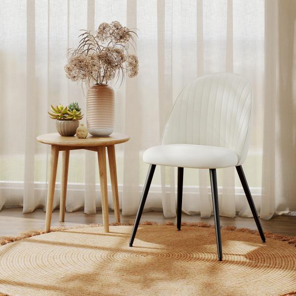 Conjunto de 4 Cadeiras de Sala de Jantar Modernas Cadeiras Estofadas em Veludo com Encosto Alto e Pés de Aço 50x52x83 cm Creme