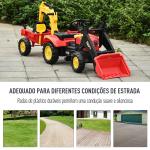 Trator de pedais para crianças acima de 3 anos com reboque e pá frontal 179x42x59 cm Vermelho