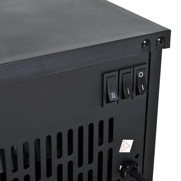 Lareira Elétrica com Efeito de Chama Realista Potência Ajustável 600W/1200W para Ambientes entre 13 - 18㎡ 34x17x31cm Preto