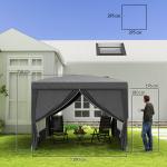 Tenda de Jardim com Paredes Laterais Amovíveis Janelas Porta com Fecho de Correr e Bolsa de Transporte 295x295x196 - 258 cm Cinzento