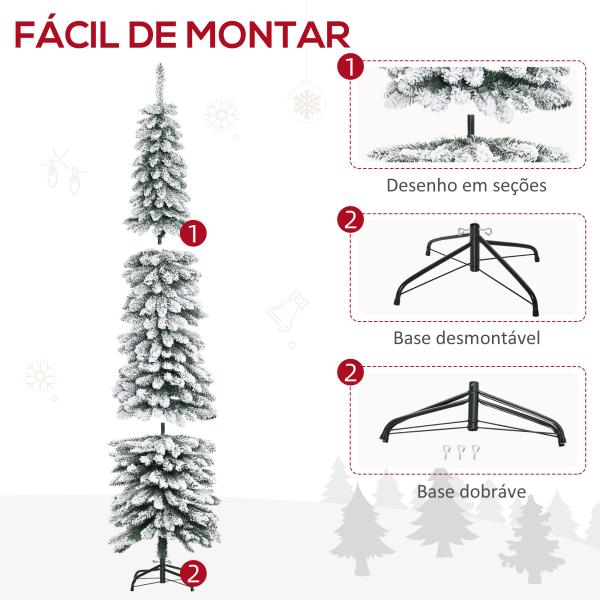 Árvore de Natal Artificial 210cm com Neve Ignífugo com 490 Ramos Verde