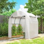 Estufa de Jardim 180x180x200 cm Estufa Tipo Túnel Pequena com Porta Enrolável e Janela de Malha para Cultivar Plantas Flores Branco