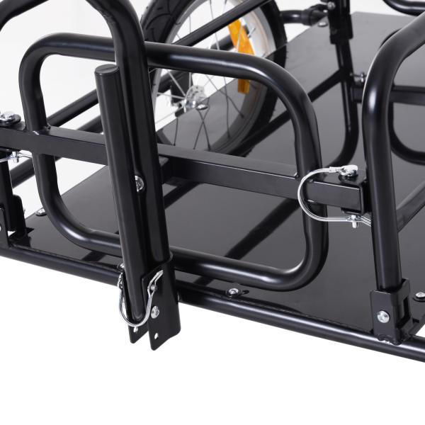 Reboque de Carga para Bicicleta Carrinho Dobrável para Bicicleta com 2 Rodas Refletores Carga 40 kg 155x71,5x77 cm Preto