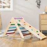 Triângulo de Escalada de Madeira 2 em 1 Escalada para Crianças de 18 - 48 Meses com Rampa para Deslizar ou Escalar 147x64,5x63 cm Multicor