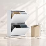 Caixote do Lixo de Reciclagem 4x15 L (60 L), 4 Compartimentos Estreitos em Aço, Fecho Suave, Branco