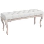 Banco Pé de Cama com Pés de Madeira e Assento Acolchoado para Dormitório Entrada Corredor 110x37x49 cm Creme