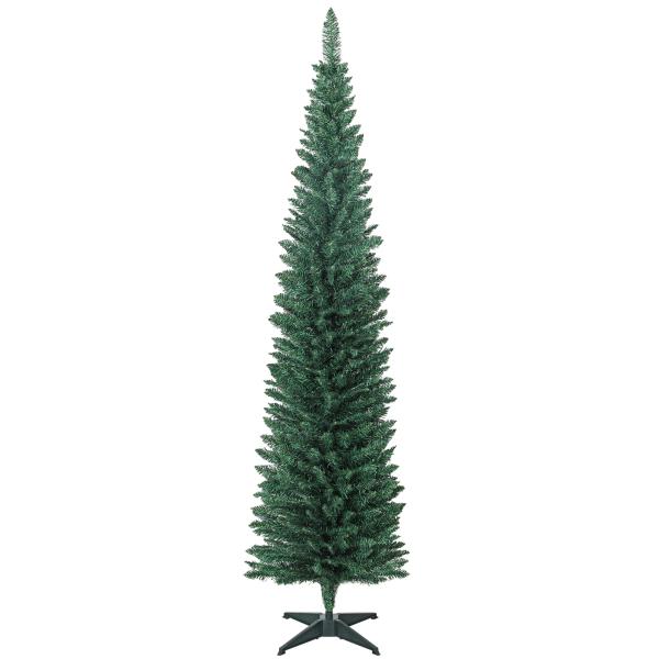 Árvore de Natal Slim 210 cm Árvore de Natal Artificial com 401 Ramos Suporte Metálico Decoração para Interior Verde