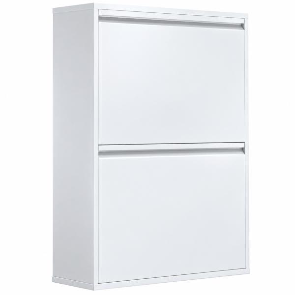 Caixote do Lixo de Reciclagem 4x15 L (60 L), 4 Compartimentos Estreitos em Aço, Fecho Suave, Branco
