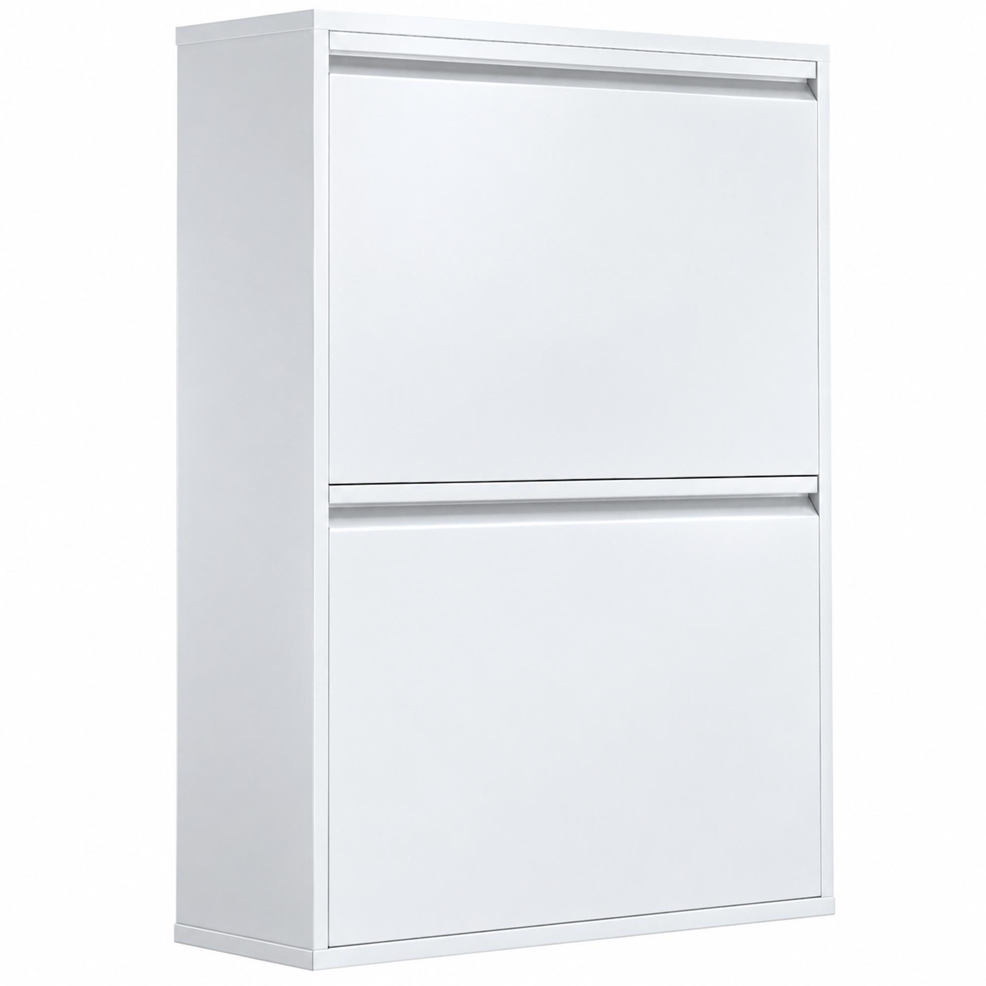 Caixote do Lixo de Reciclagem 4x15 L (60 L), 4 Compartimentos Estreitos em Aço, Fecho Suave, Branco