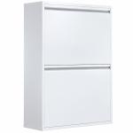 Caixote do Lixo de Reciclagem 4x15 L (60 L), 4 Compartimentos Estreitos em Aço, Fecho Suave, Branco