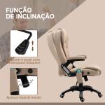 Cadeira de Escritório com Massagem 6 Pontos Reclinável até 130° com Função de Aquecimento 67x74x107 - 116 cm Castanho Claro