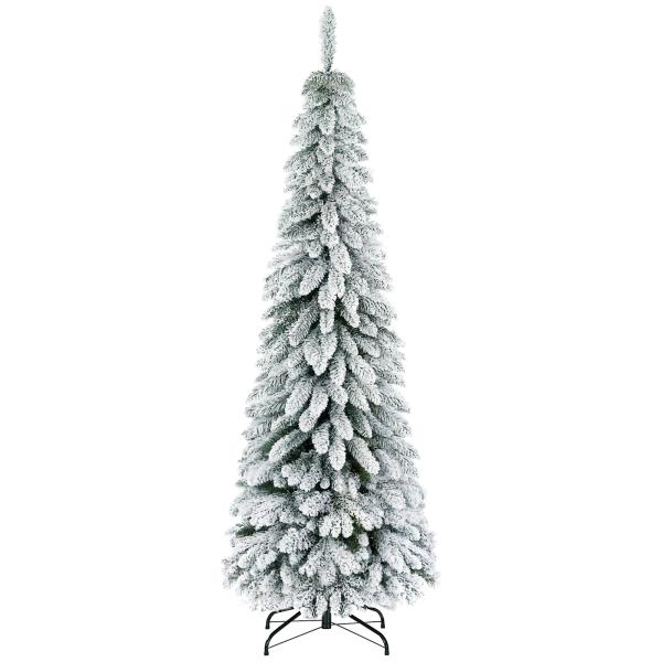 Árvore de Natal Artificial Nevada com 523 Ramos Suporte de Aço Dobrável Decoração para Casa Festas Ø74x180 cm Verde