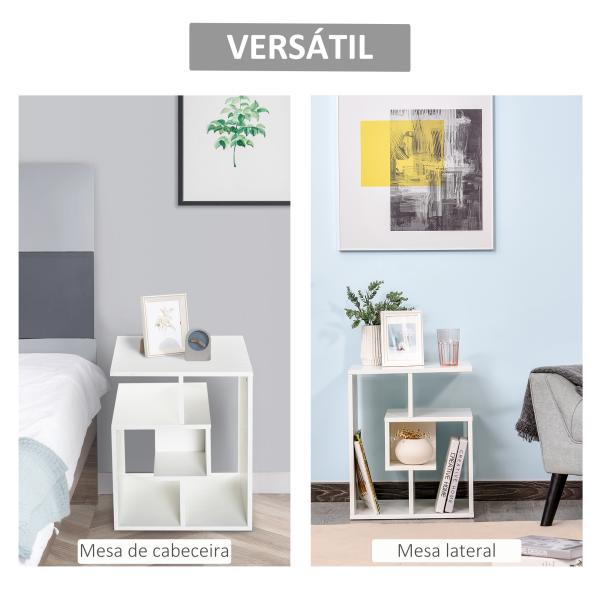 Mesa de Apoio mesa auxiliar para sala e quarto estante para arrumação 45x40x55 cm Branco