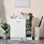Sapateira Armário Multiuso com 2 Portas Prateleiras Interiores e 4 Prateleiras Exteriores com Altura Ajustável 83x30x90 cm Branco