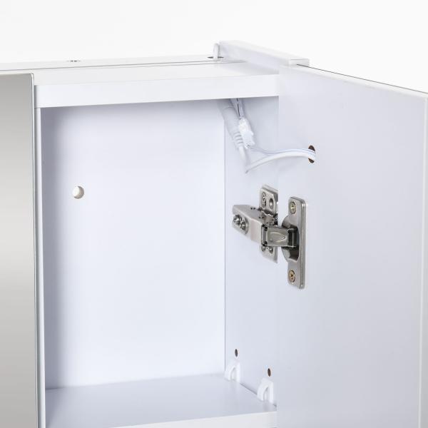 Armário Casa de Banho com Espelho e Luzes LED Armário com Espelho Casa de Banho com Prateleiras Ajustáveis e USB 90x15x75 cm Branco