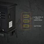 Lareira Elétrica Portátil 1000/2000W com Simulação de Chama Termostato Ajustável e Proteção de Superaquecimento para Salas de até 25m² 36,5x24x41,5cm Preto