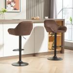 Conjunto de 2 Bancos de Bar Giratórios Bancos Altos de Cozinha com Altura Ajustável 50,5x50x87 - 107 cm Marrom