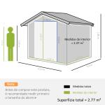 Abrigo de Jardim 213x130x185cm Abrigo de Jardim Metálico de Exterior com 2 Portas Deslizantes e 4 Janelas Cinza Escuro