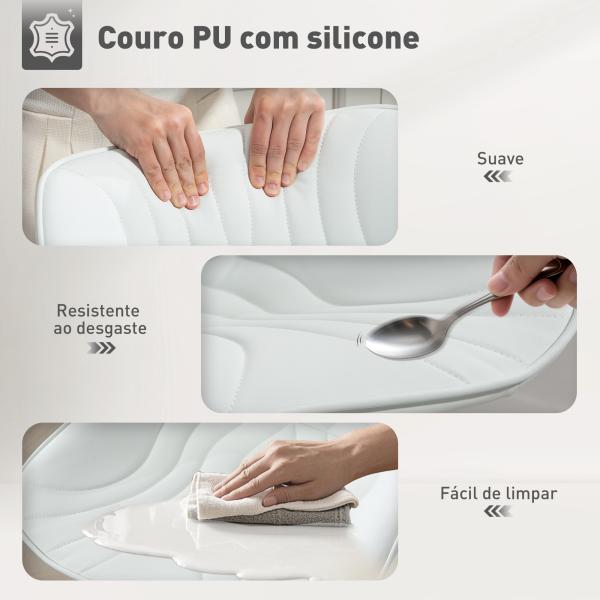 Conjunto de 2 Bancos de Bar Bancos Altos de Cozinha Giratórios com Altura Ajustável e Couro Sintético 47,5x54x92 - 110 cm Branco