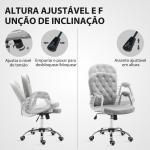 Cadeira de Escritório Estofada em Veludo Cadeira Giratória com Altura Ajustável e Decorações de Cristal 59,5x60,5x95 - 105 cm Cinzenta