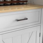 Ilha de Cozinha com Bancada de Madeira Dobrável 2 Portas 2 Gavetas Prateleira Ajustável e 4 Rodas 10x60x90,5 cm Branco e Madeira