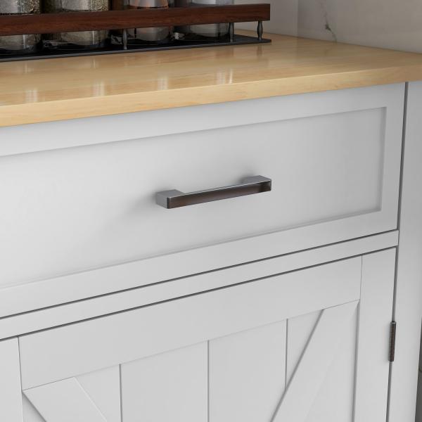 Ilha de Cozinha com Bancada de Madeira Dobrável 2 Portas 2 Gavetas Prateleira Ajustável e 4 Rodas 10x60x90,5 cm Branco e Madeira