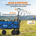 Carrinho de Transporte Dobrável com Toldo Removível e Alça Ajustável Capacidade 100 kg para Campismo 97x52x105 cm Azul