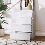 Cómoda com 4 Gavetas de Madeira Cómoda de Dormitório Cómoda Branca Estilo Moderno 55x33x80 cm Branco Brilhante